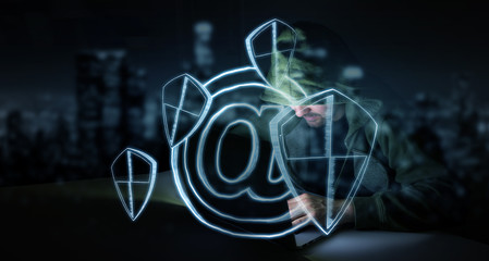 Hacker accessing to personal data information with a computer 3D rendering