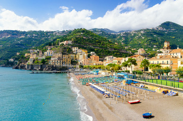 Beautiful Minori town on Amalfi coast, Campania, Italy