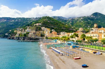 Papier Peint photo autocollant Plage de Positano, côte amalfitaine, Italie Beautiful Minori town on Amalfi coast, Campania, Italy