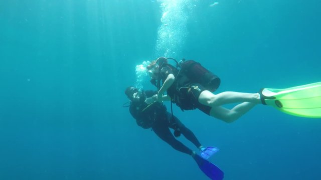 scuba diving in Mediterranean Sea, raw, 4k