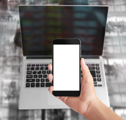 Touch screen smartphone in hand