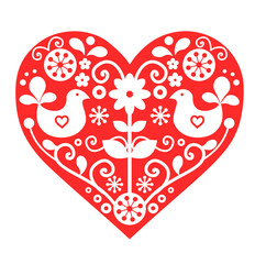 Traditional Scandinavian folk heart vector 