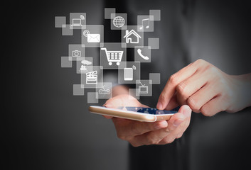 Touch screen smartphone in hand