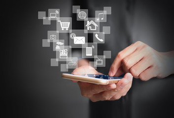 Touch screen smartphone in hand