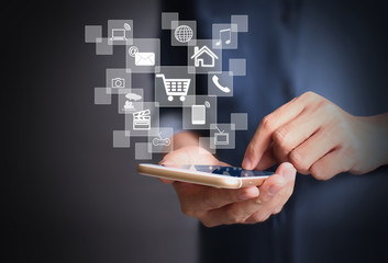 Touch screen smartphone in hand