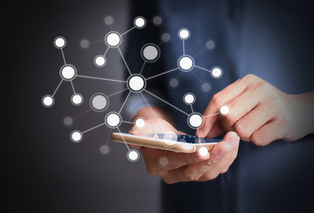 Touch screen smartphone in hand