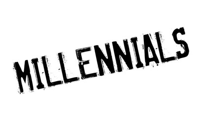 Millennials rubber stamp. Grunge design with dust scratches. Effects can be easily removed for a clean, crisp look. Color is easily changed.