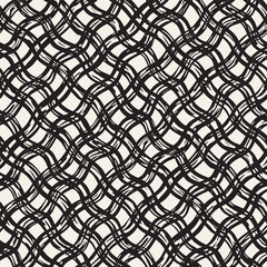 Hand drawn seamless pattern. Allover pattern with ink doodle grunge grid. Graphic background with freehand line tartan.