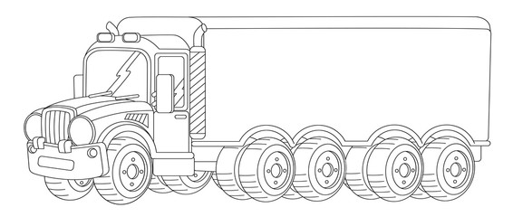 cartoon nice looking cargo truck with trailer - illustration for children