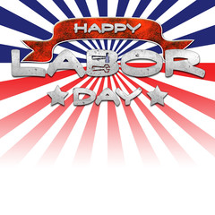 Happy Labor Day, dirty concrete text, background in colors of the flag of the USA.