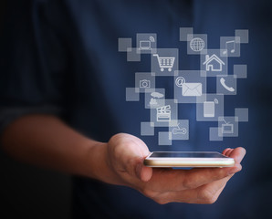 Touch screen smartphone in hand