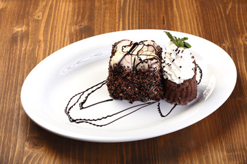 chocolate cake with cream