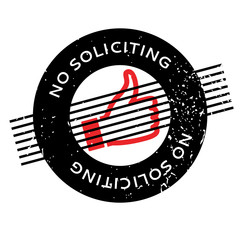 No Soliciting rubber stamp. Grunge design with dust scratches. Effects can be easily removed for a clean, crisp look. Color is easily changed.