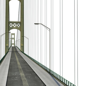 Mackinac Bridge Isolated on white. 3D illustration