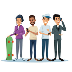 Obraz premium white background with set men social network communication