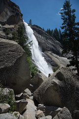 Nevada Falls from the Mist Trail. Yosemite National Park waterfall. California. 