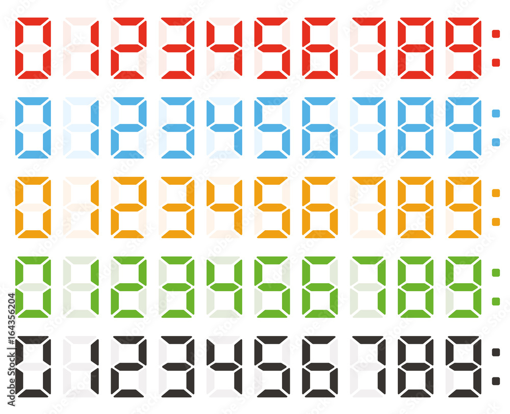 Poster vector set of led digital numbers on white background