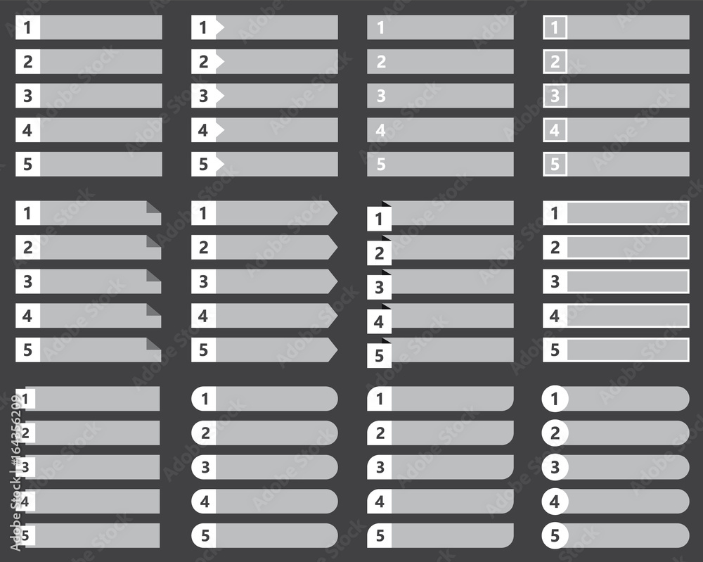 Poster vector numbered list template, chart table vector design
