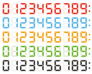 Vector set of led digital numbers on white background
