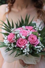 Bride holding a flower bouquet