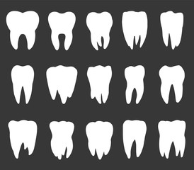 tooth vector illustration, teeth silhouette icon set