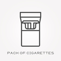 Line icon pack of cigarettes