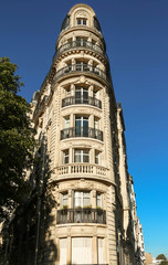 The facade of Parisian building, France.