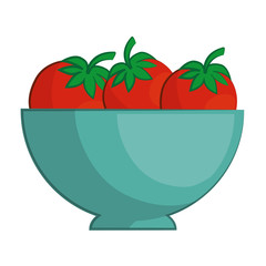 bowl with tomatoes icon over white background colorful design vector illustration