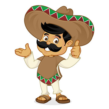 Mexican man cartoon presenting