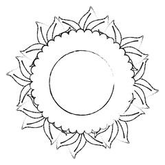 circular frame with decorative leaves around over white background vector illustration