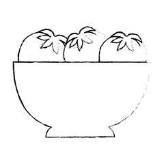 bowl with tomatoes icon over white background vector illustration