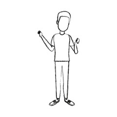 standing young man wearing casual clothes cartoon