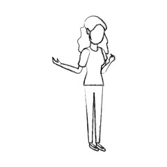 young woman standing cartoon image