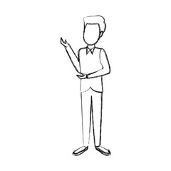 standing young man wearing casual clothes cartoon