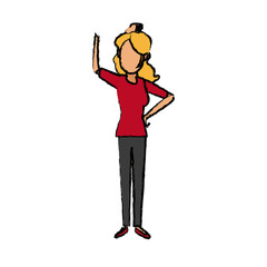 young woman standing cartoon image