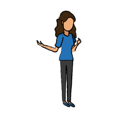 young woman standing cartoon image