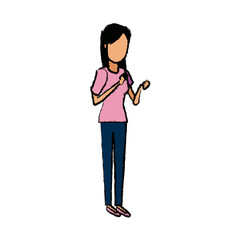young woman standing cartoon image