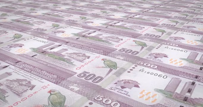 Banknotes of five hundred Sri Lankan rupees of Sri Lanka, cash money, loop