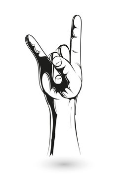 Handzeichen auf einem Metal- und Rock Festival