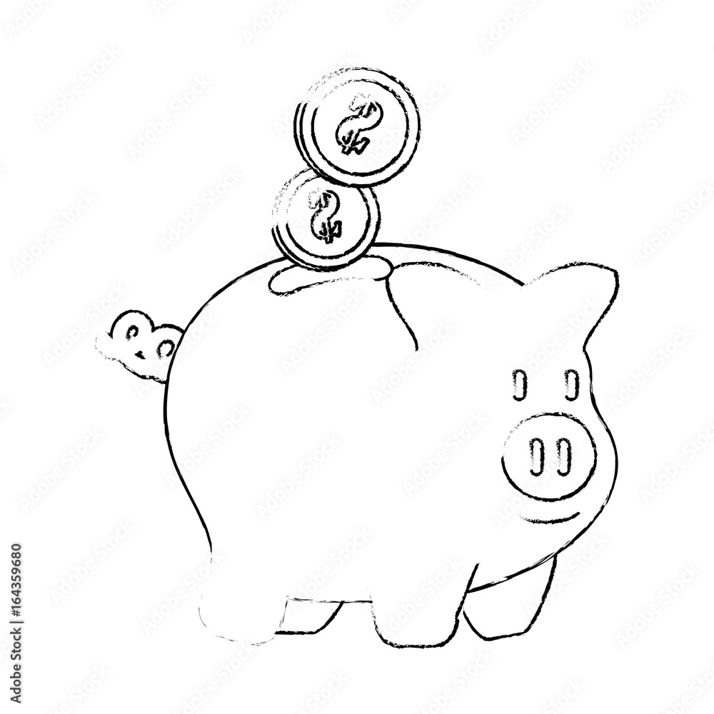 Wall mural piggy bank icon over white background vector illustration