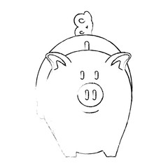 piggy bank icon over white background vector illustration
