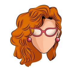 retro woman with glasses icon over white background colorful design vector illustration