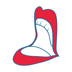sensual mouth laughing icon over white background vector illustration
