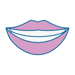 sensual lips smiling icon over white background vector illustration