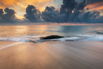 sea waves lash line impact on the sand beach