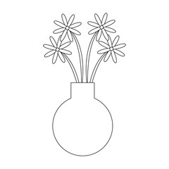 vase with flowers icon over white background vector illustration