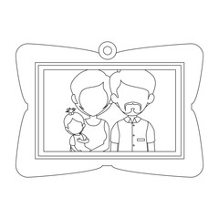 frame with family picture icon over white background vector illustration