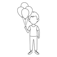 avatar man wearing casual clothes holding a balloon icon over white background vector illustration