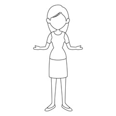 woman wearing a skirt and blouse icon over white background vector illustration