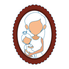 Fototapeta premium frame with mother and daughter picture icon over white background vector illustration